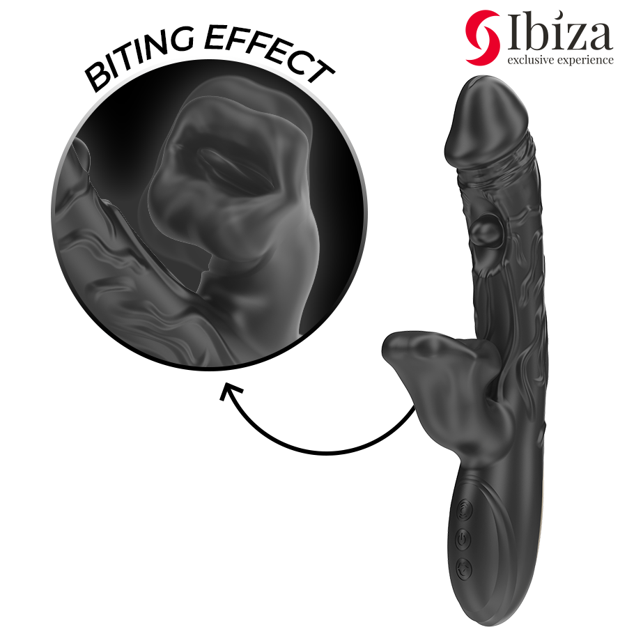 IBIZA vibrator och klitorisstimulator med bett- och rotations effekt