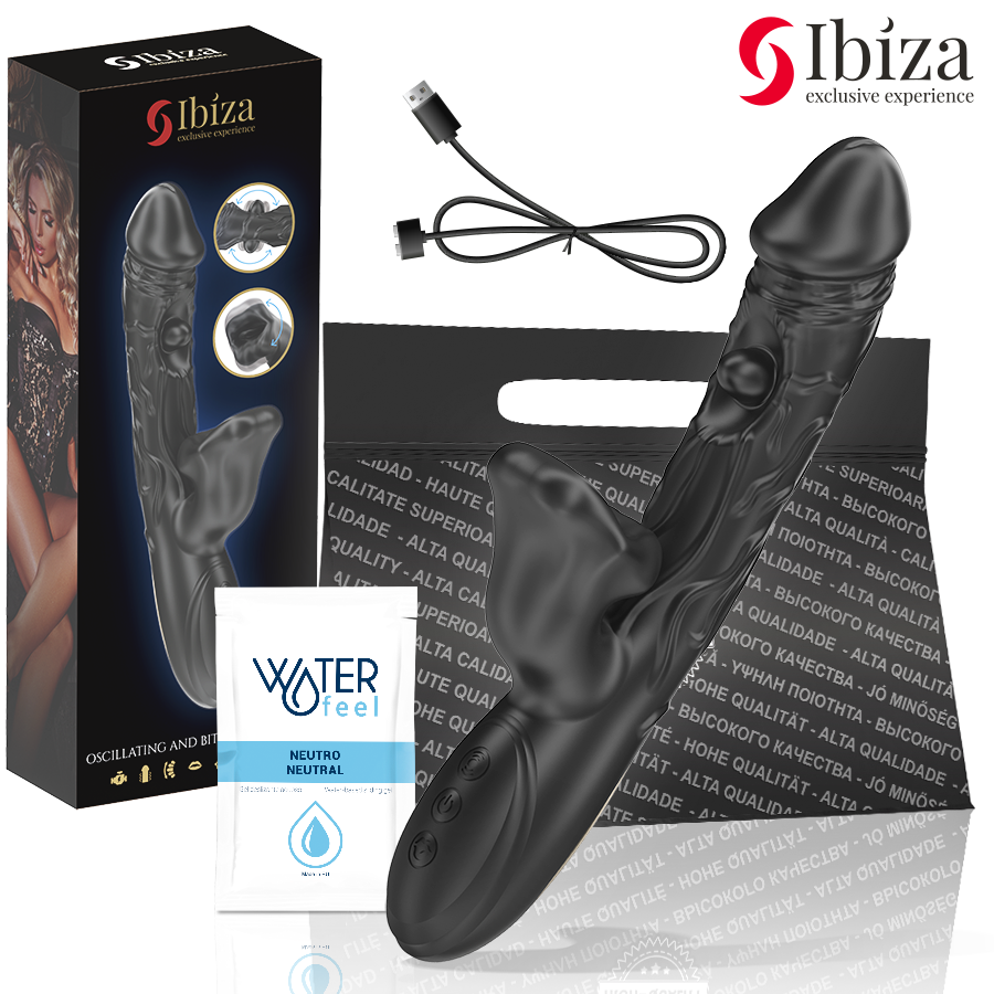 IBIZA vibrator och klitorisstimulator med bett- och rotations effekt