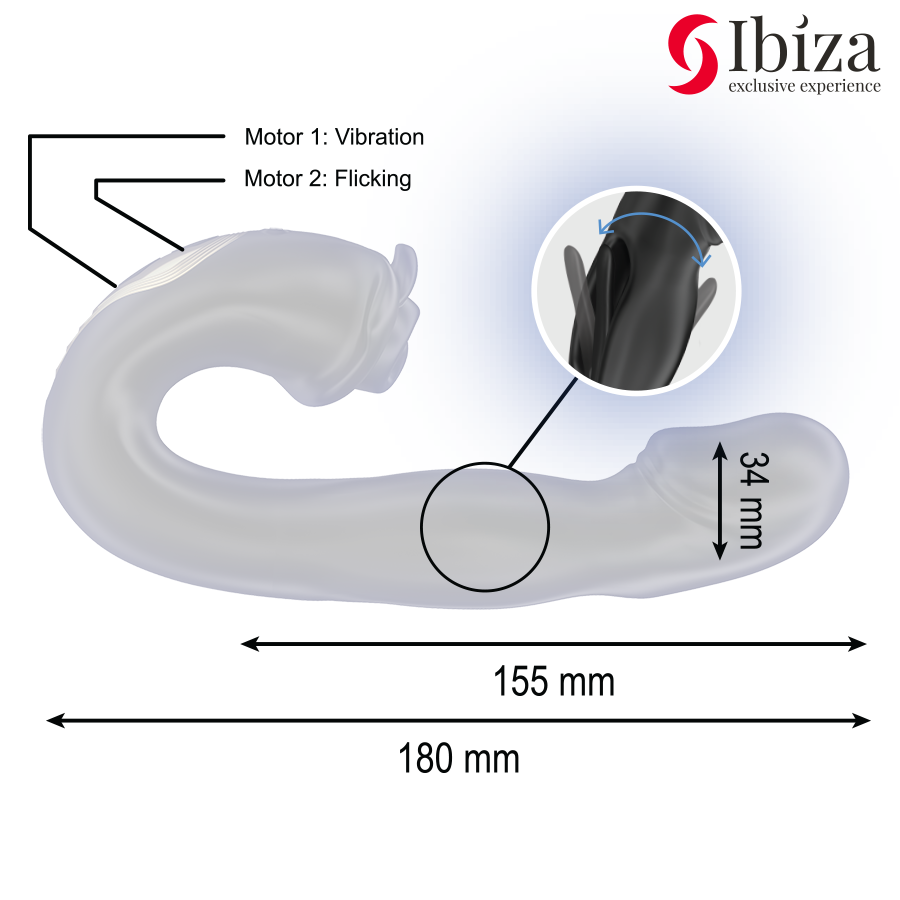 IBIZA Rose Vibrator med klitorisstimulator och fladdrande effekt