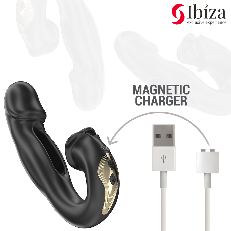 IBIZA Rose Vibrator med klitorisstimulator och fladdrande effekt