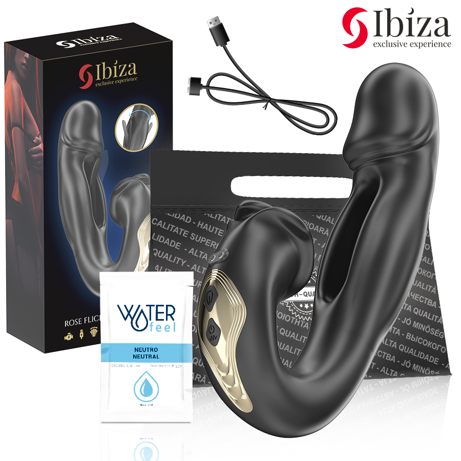 IBIZA Rose Vibrator med klitorisstimulator och fladdrande effekt