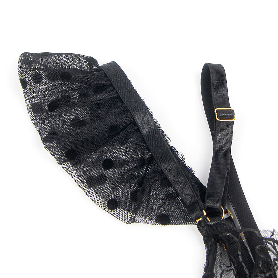 SUBBLIME Spets-BH och Strumpebandset i svart L/XL