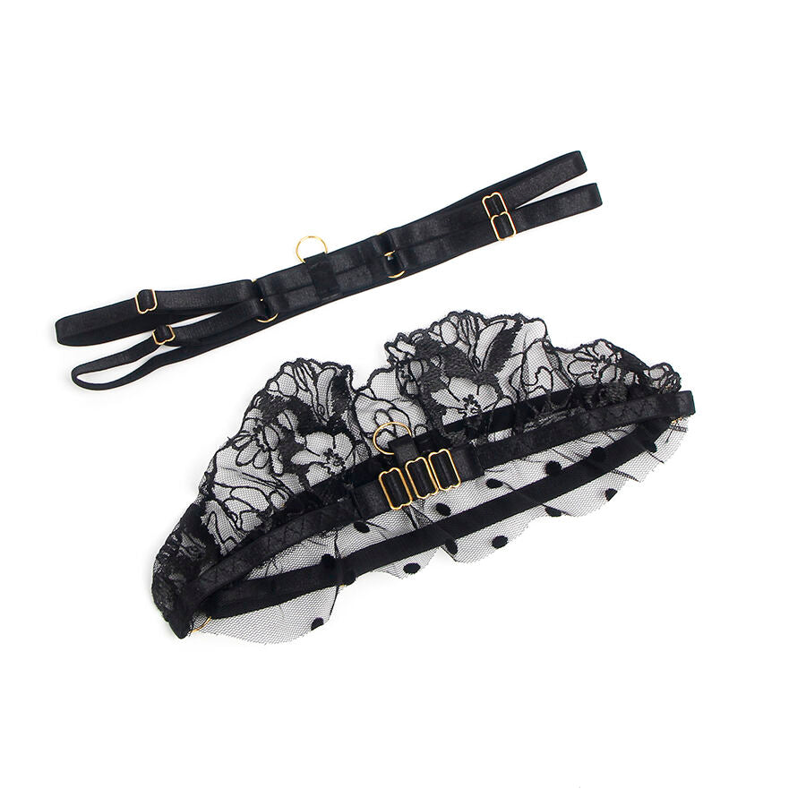 SUBBLIME Spets-BH och Strumpebandset i svart L/XL