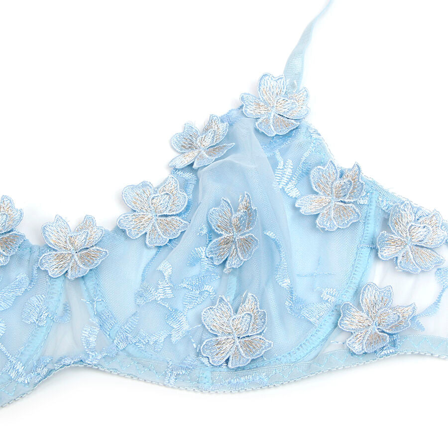 SUBBLIME blommönstrad bh och trosor set i sky blue
