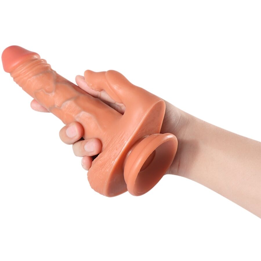 SHEQU Julian Dildo med klitorisstimulator och vibration 16 cm