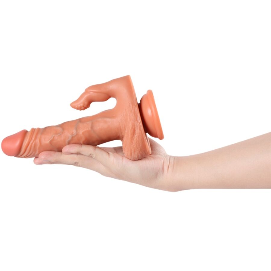 SHEQU Julian Dildo med klitorisstimulator och vibration 16 cm