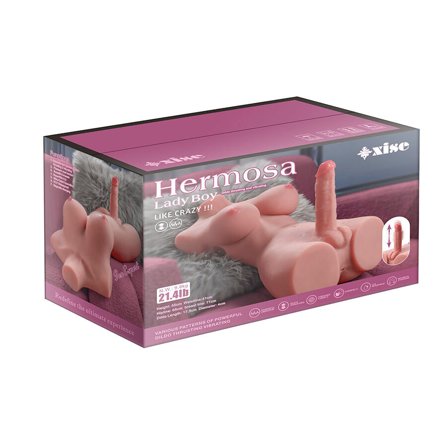 XISE vacker kvinnlig torso med dildo och vibration 49 cm