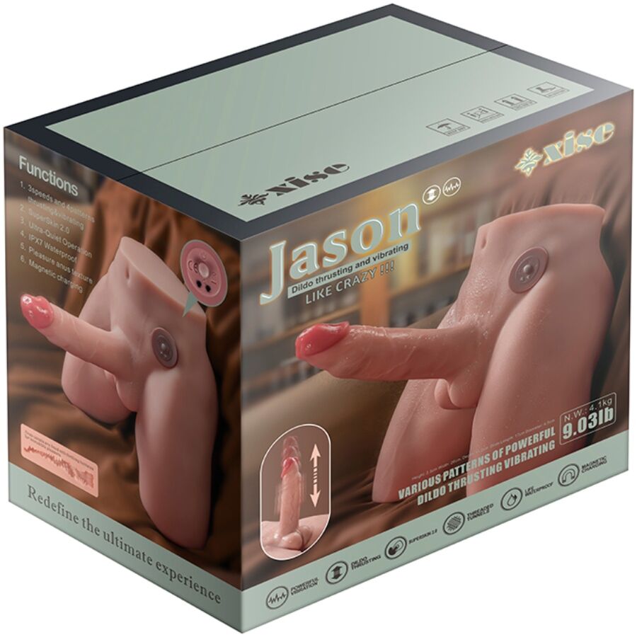 XISE Jason realistisk dildo masturbator med rörelse och vibration 17 cm