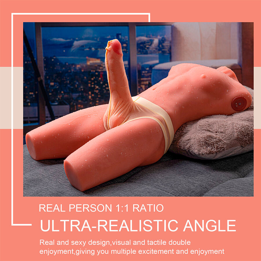 Realistisk manlig torso med stöt och vibration 55 cm