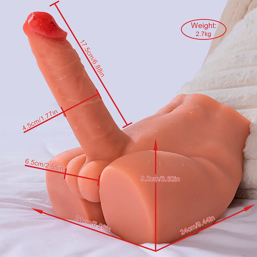 XISE realistisk dildo masturbator med frontal tryck 17,5 cm
