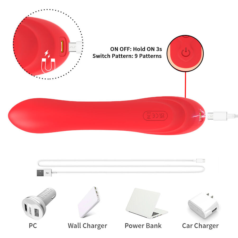 ARMONY - G-Punkt och Klitorisstimulator Vibrator med Oscillerande Tungspets Röd