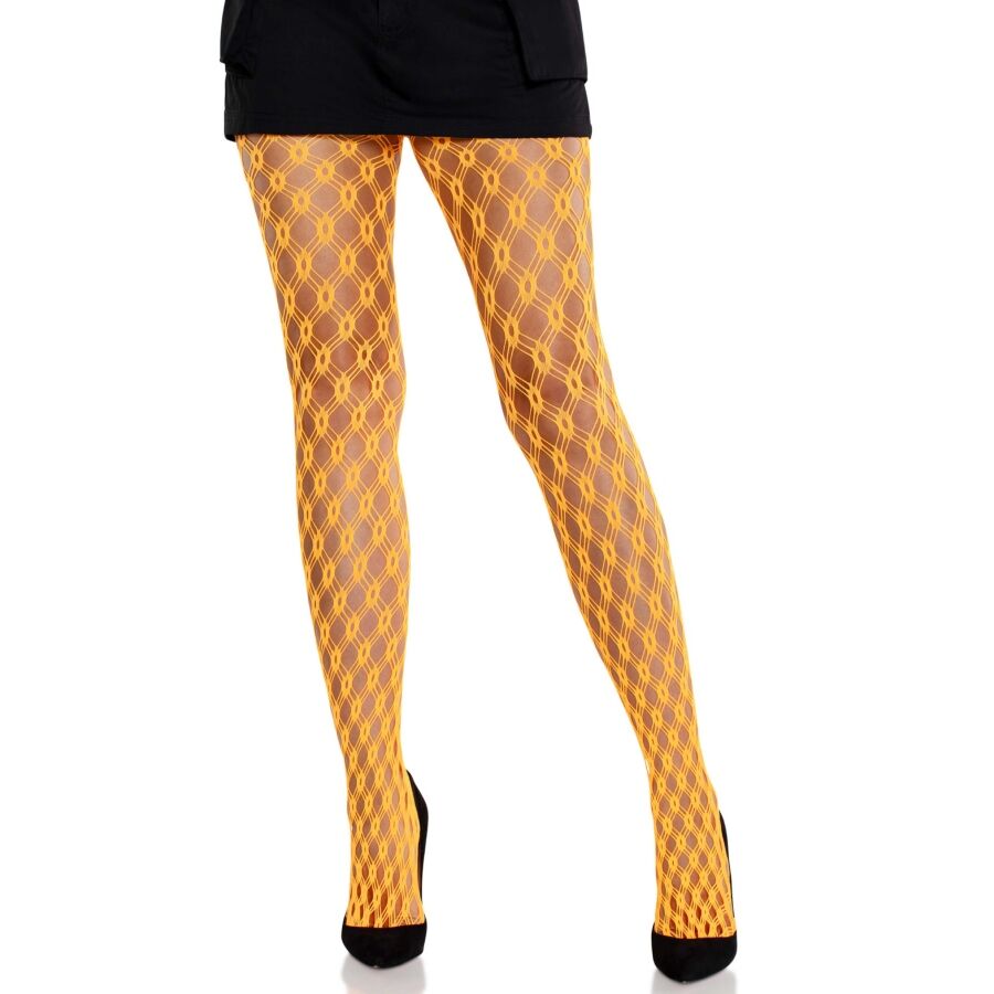 Spetstights med öglor i neonorange från Leg Avenue