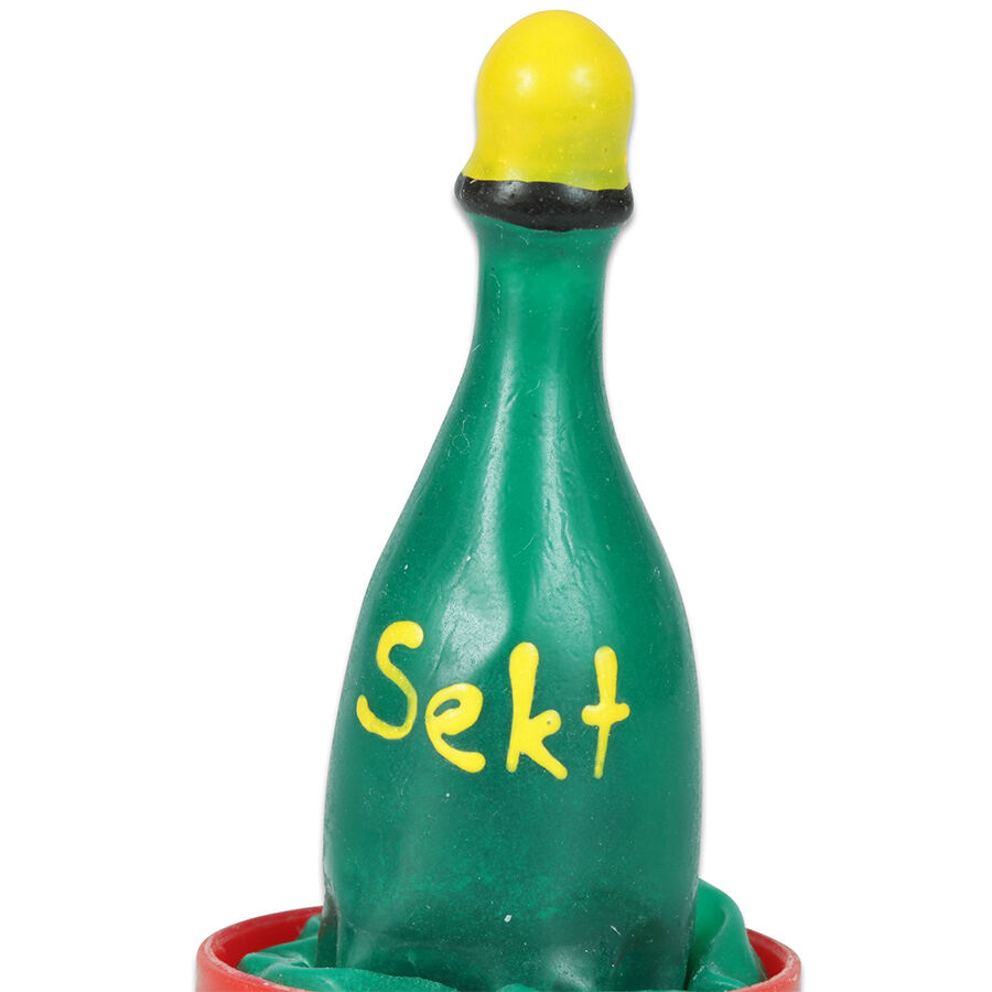 Handmålade novitetskondomer i champagne-design
