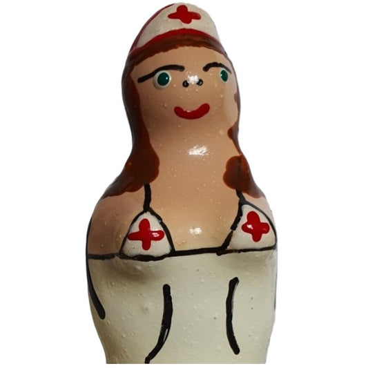 Handmålade novelty kondomer Sjuksköterska Brunett