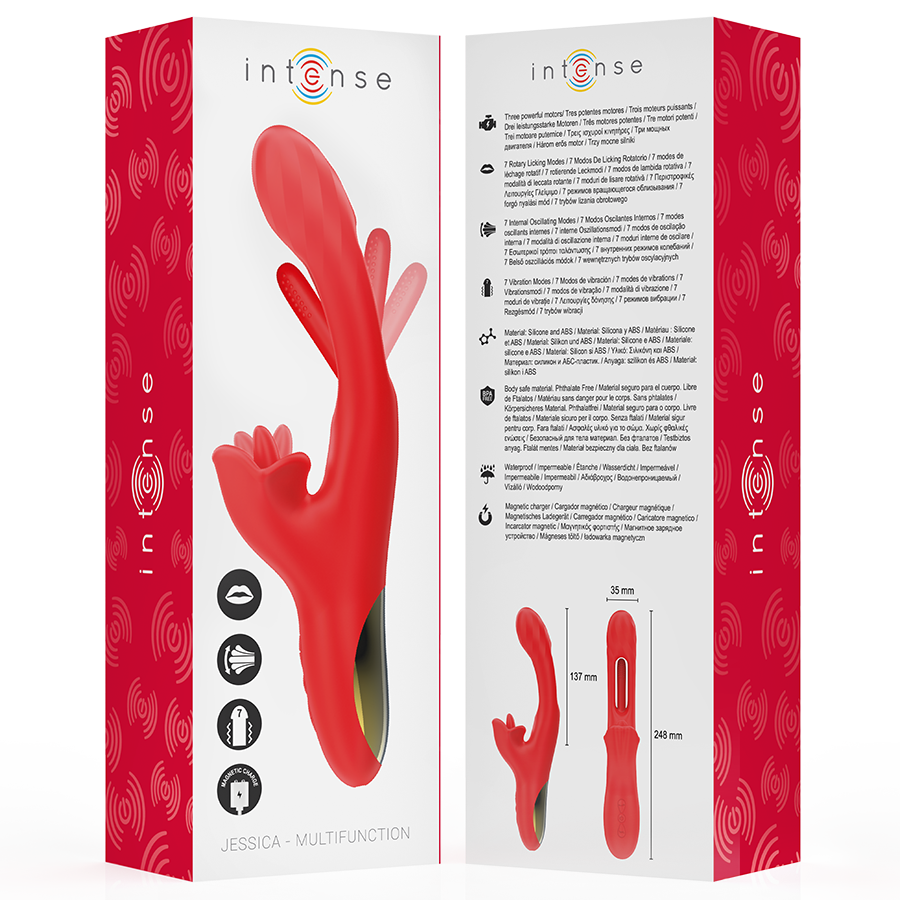 INTENSE Jessica multifunktion vibrator för klitorisstimulering 24,8 cm röd