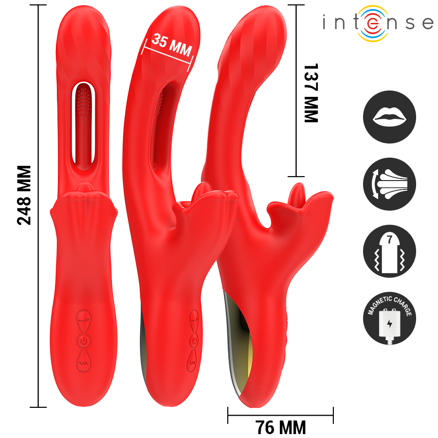 INTENSE Jessica multifunktion vibrator för klitorisstimulering 24,8 cm röd