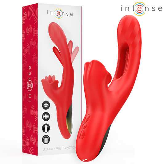 INTENSE Jessica multifunktion vibrator för klitorisstimulering 24,8 cm röd