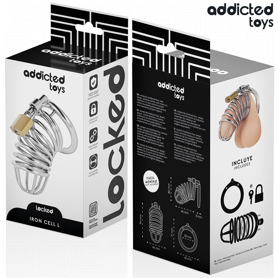 ADDICTED TOYS LOCKED - Järncells metall penisbur 5 cm storlek L