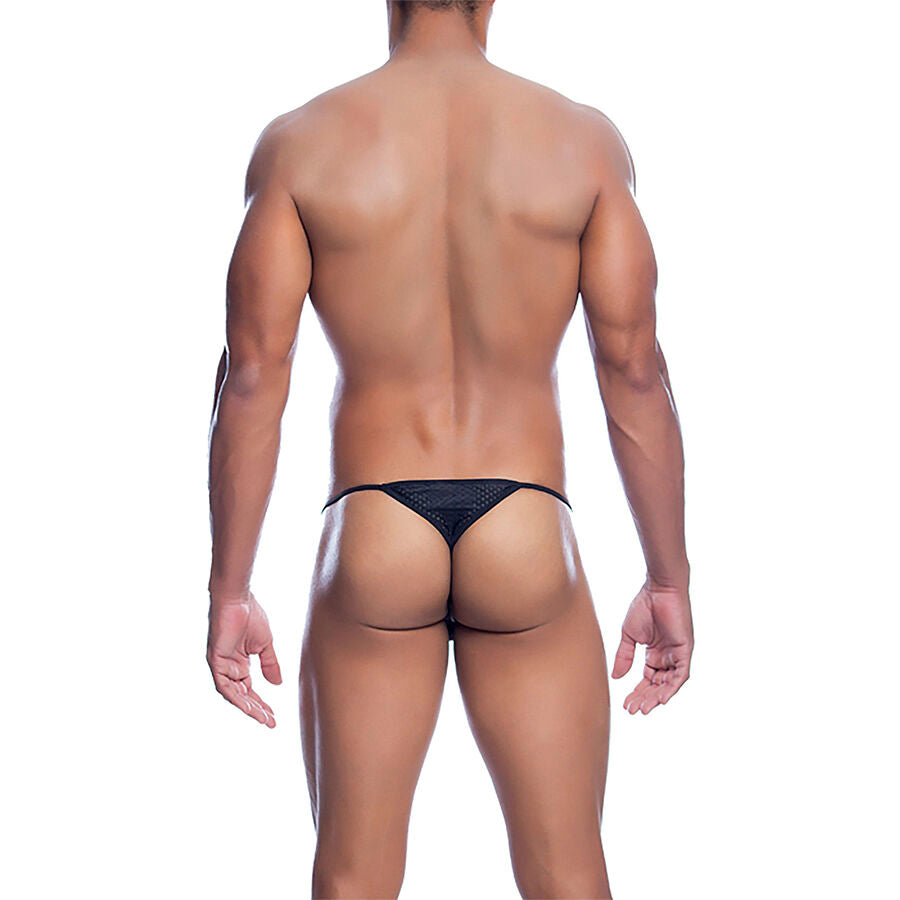 MOB - SVART MICROFIBER V-STRING STORLEK S/M