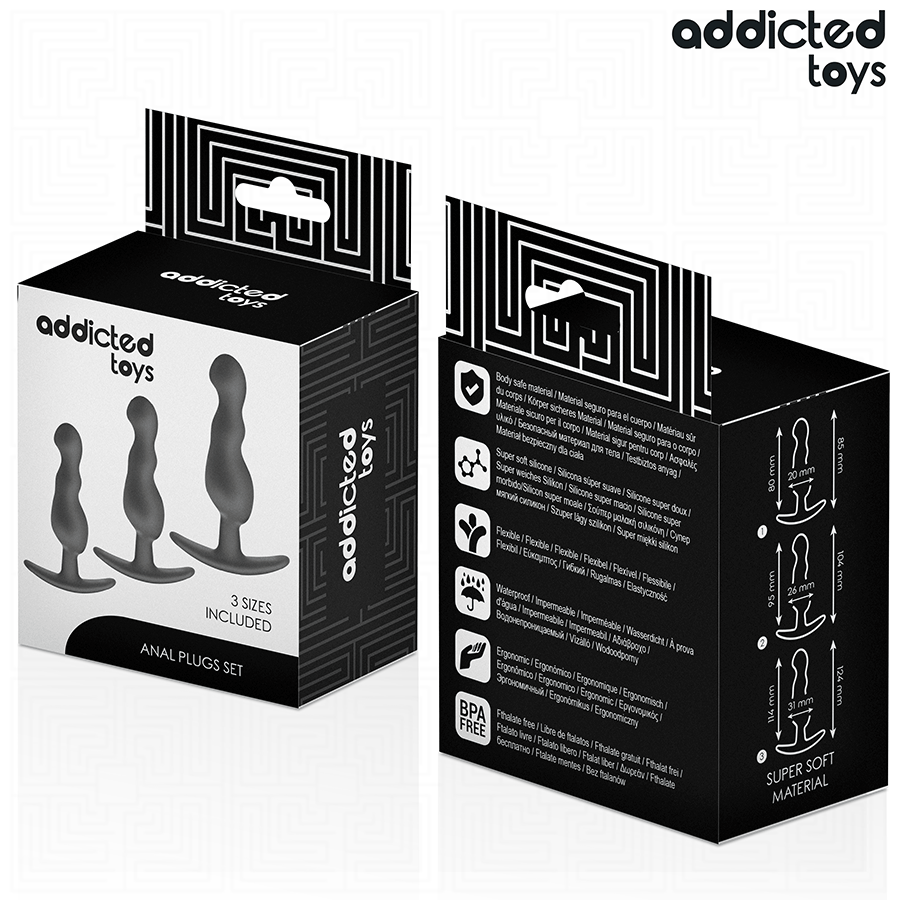 ADDICTED TOYS - Set med 3 analpluggar i silikon modell 1