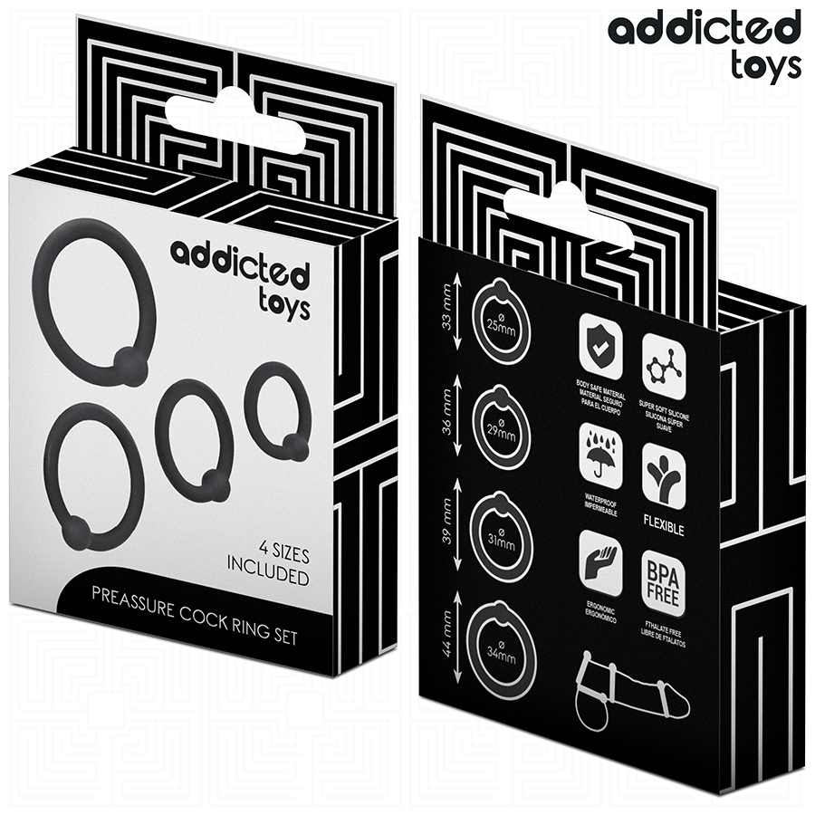 Set av tryckringar i silikon från Addicted Toys