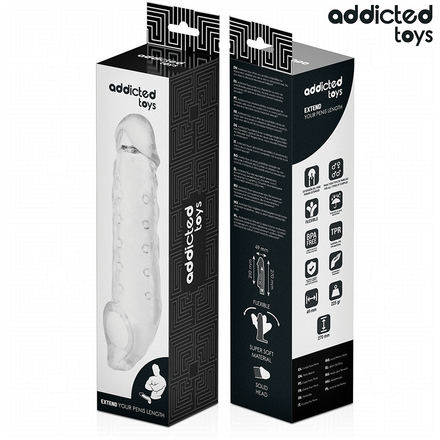 Addicted Toys transparent penisförlängare storlek S 23 cm