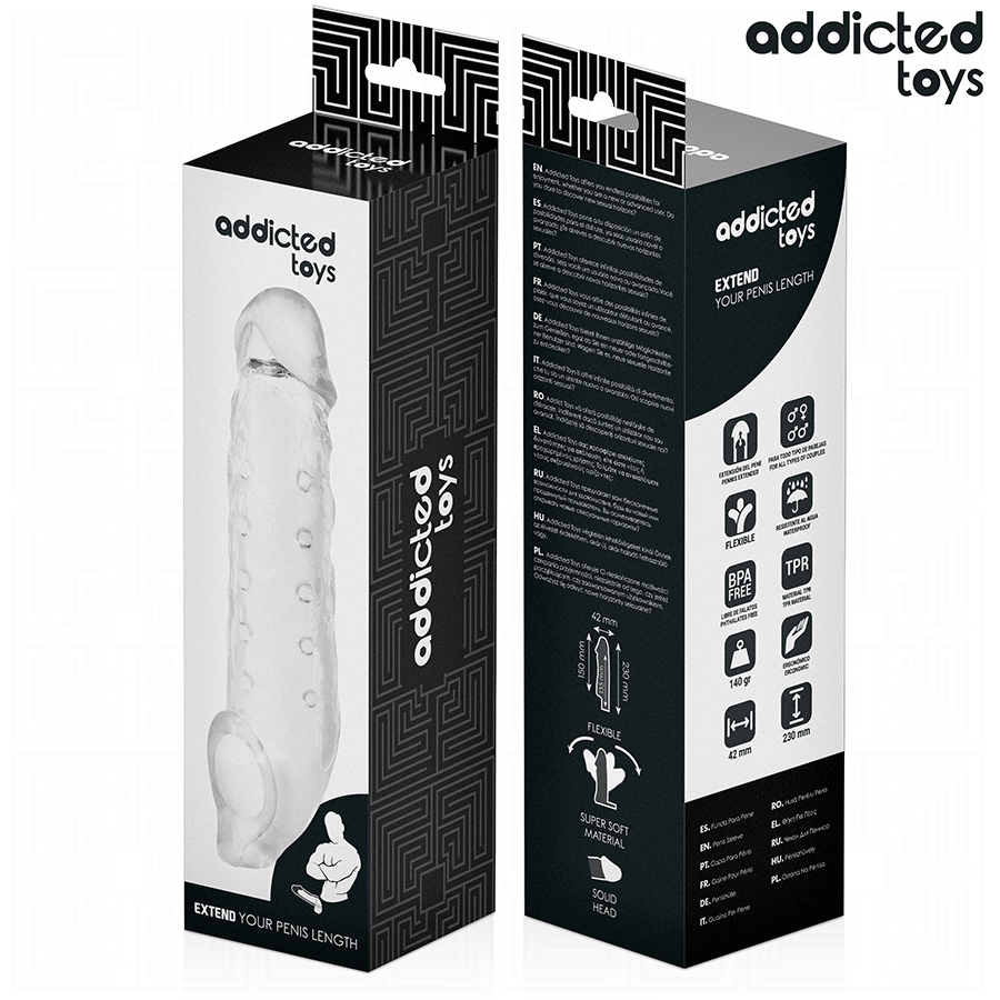 Transparent penis hylsa i storlek M 27 cm