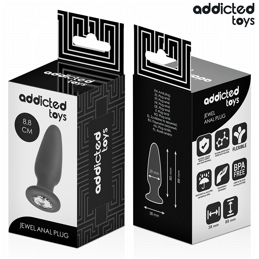 Addicted Toys anal plugg med juvel, silikon, storlek S 8,8 cm