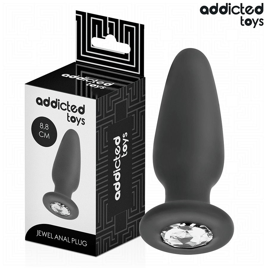 Addicted Toys anal plugg med juvel, silikon, storlek S 8,8 cm