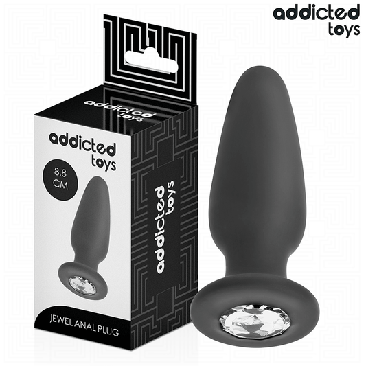 Addicted Toys anal plugg med juvel, silikon, storlek S 8,8 cm