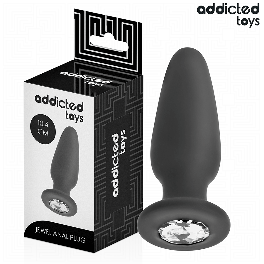 Addicted Toys anal plug med juvel i silikon, storlek M 10,4 cm