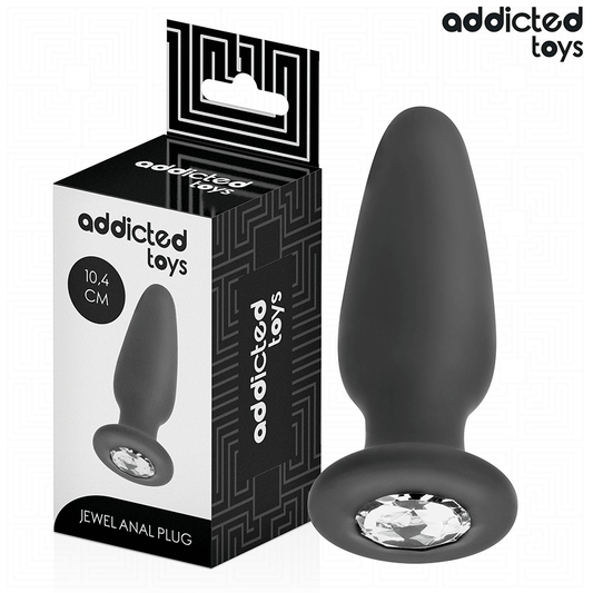 Addicted Toys anal plug med juvel i silikon, storlek M 10,4 cm