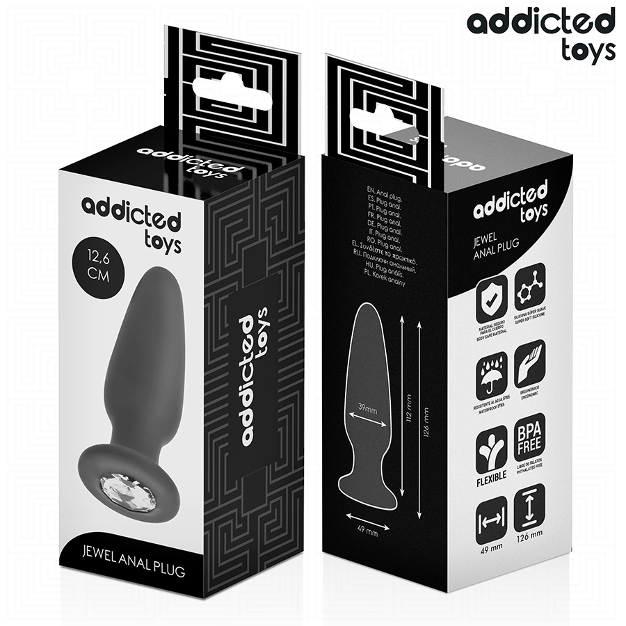 Addicted Toys anal plug med juvel i silikon, storlek L 12,6 cm