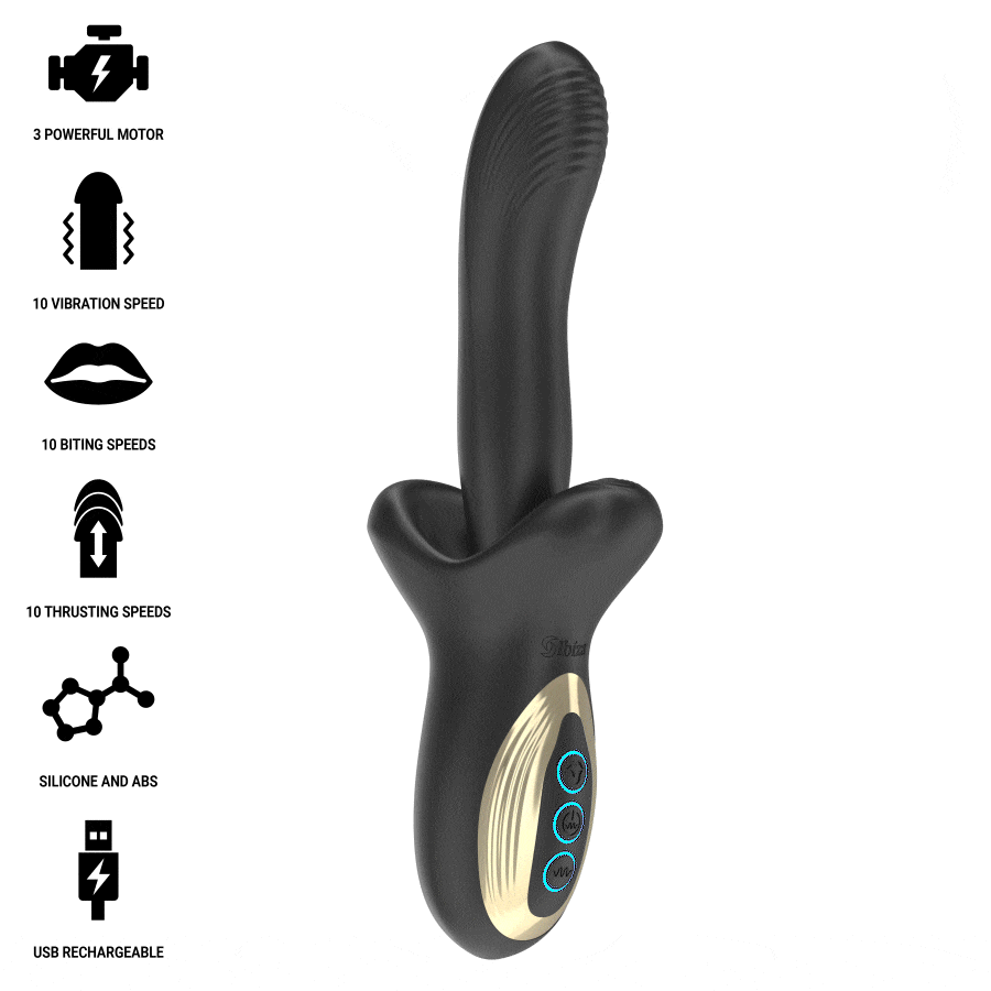 IBIZA kraftfull vibrator med thrusting och biting-effekt