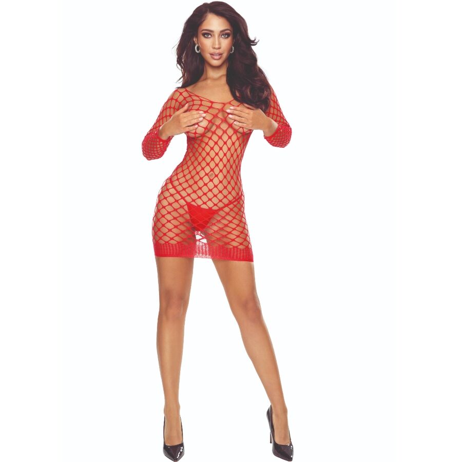 PASSION - BS108 Bodystocking Grid Röd