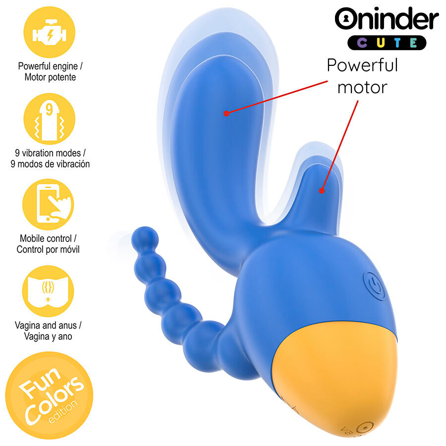 ONINDER CUTE trippelvibrator med klitorisstimulator och analstimulator