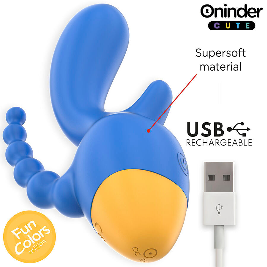 ONINDER CUTE trippelvibrator med klitorisstimulator och analstimulator