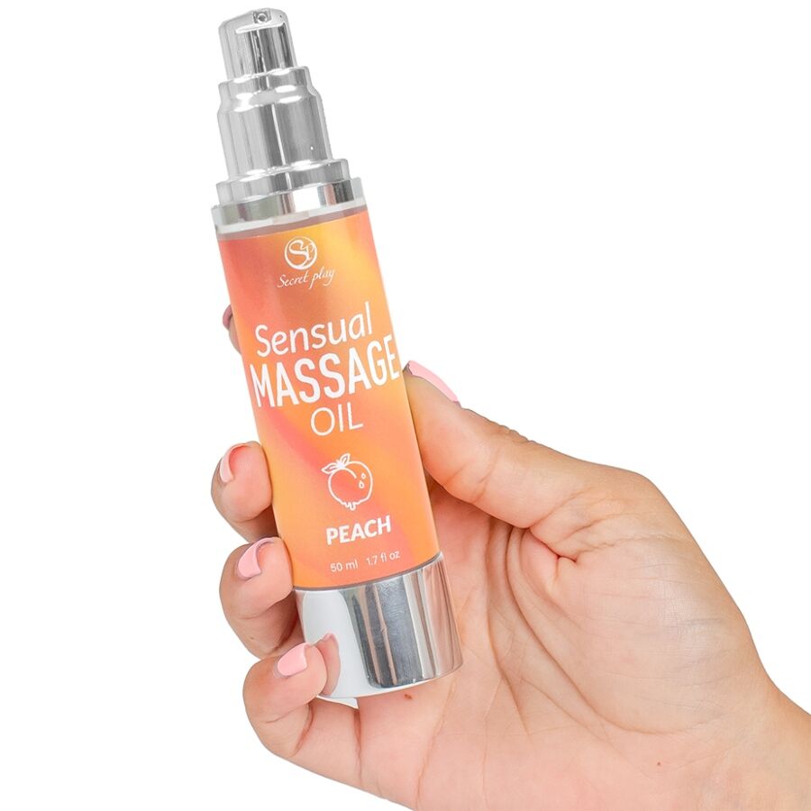 Persikomassageolja från SECRETPLAY i 50 ml flaska