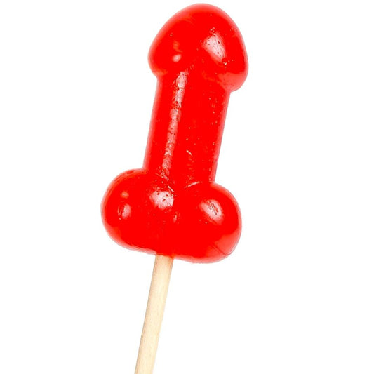 Penisformad lollipop med körsbärssmak och kryddig effekt