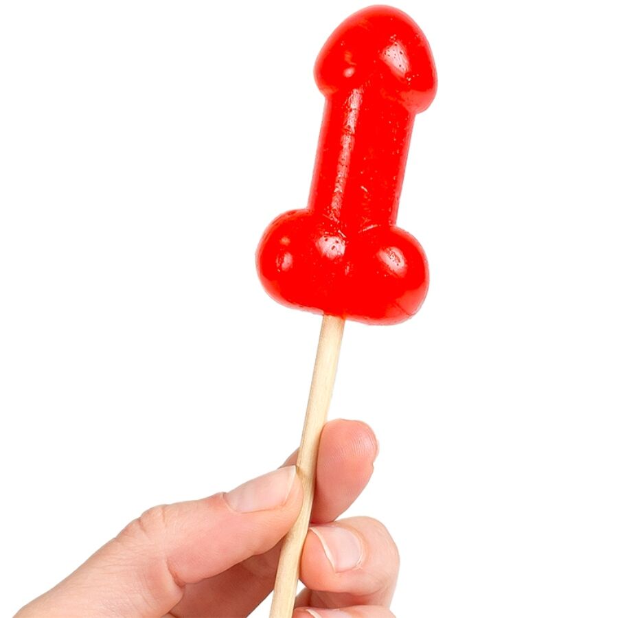 Penisformad lollipop med körsbärssmak och kryddig effekt