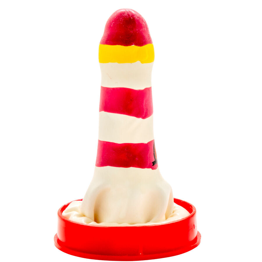 Handmålade novelty kondomer med fyrmotiv