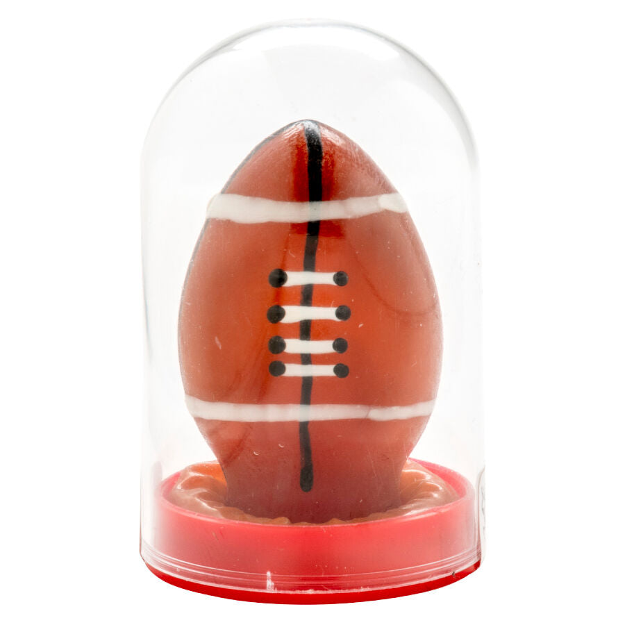 Handmålade novelty kondomer i rugbyboll-design