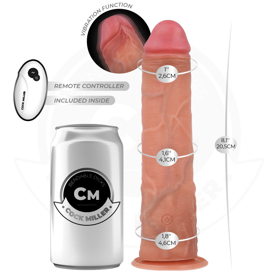 COCK MILLER - Realistisk dildo med sugkopp och fjärrkontroll 20,5 cm