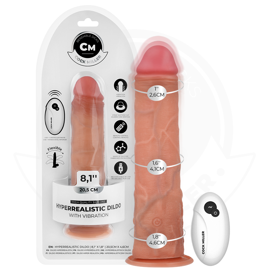 COCK MILLER - Realistisk dildo med sugkopp och fjärrkontroll 20,5 cm