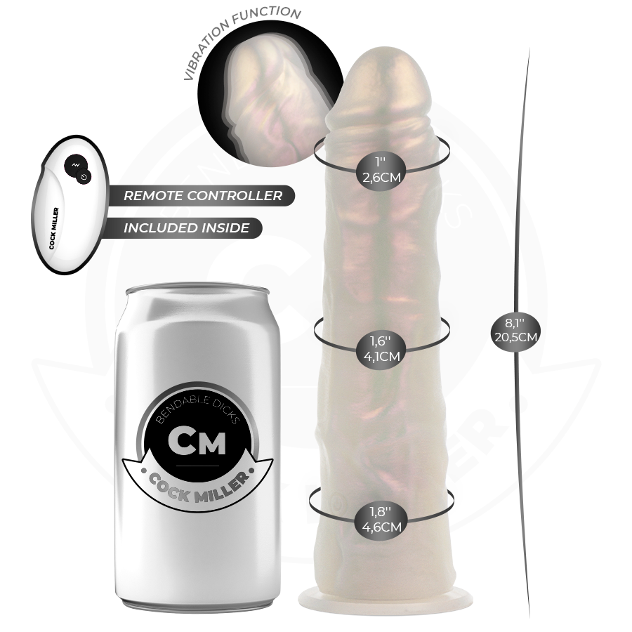 COCK MILLER dildo med sugkopp, ljus och vibration 20,5 cm