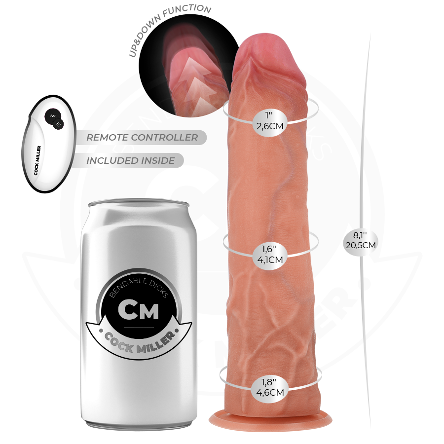 COCK MILLER - HYPERREALISTISK DILDO MED SUCTION CUP OCH FJÄRRKONTROLL 20,5 CM
