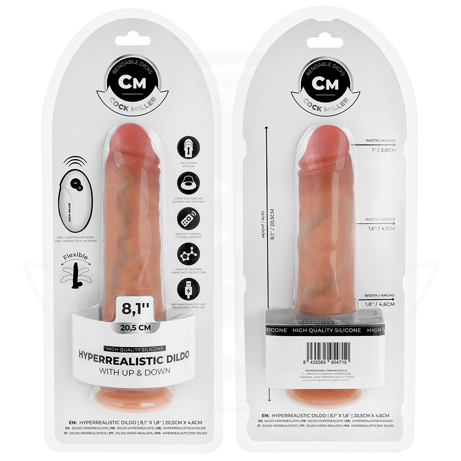 COCK MILLER - HYPERREALISTISK DILDO MED SUCTION CUP OCH FJÄRRKONTROLL 20,5 CM