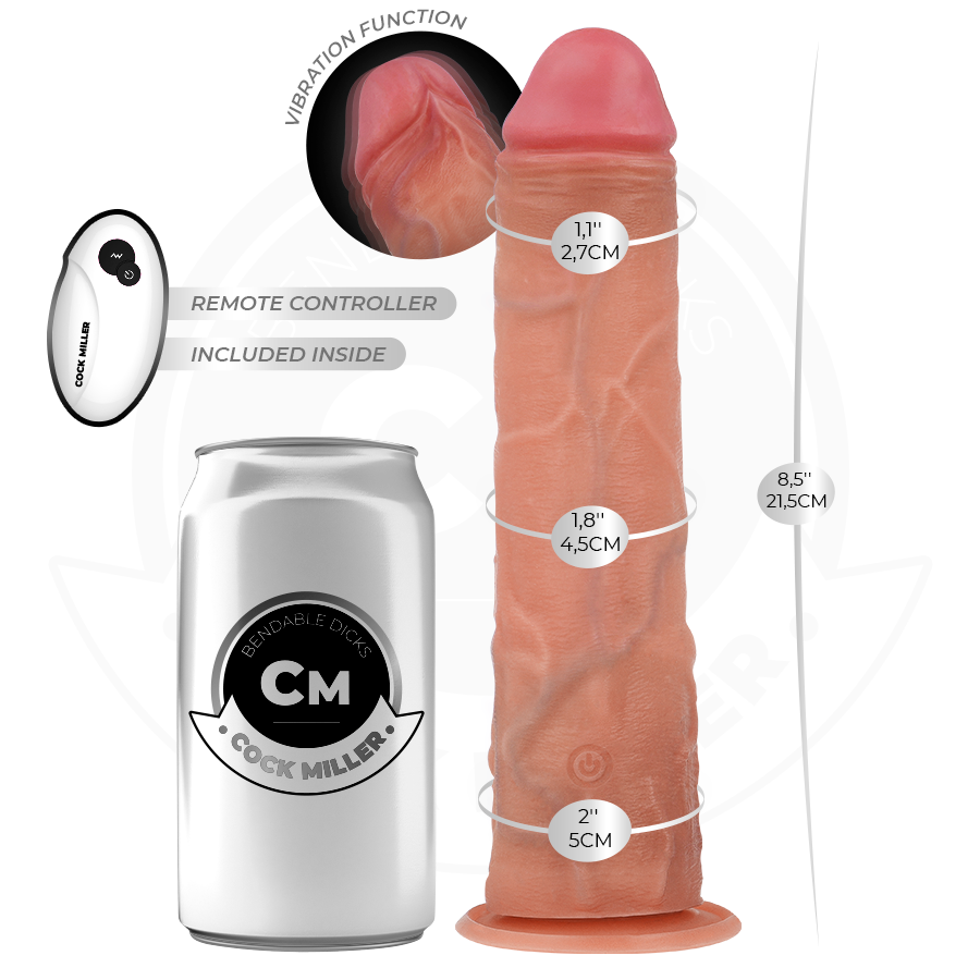 Realistisk dildo med sugkopp och fjärrkontroll, 21,5 cm