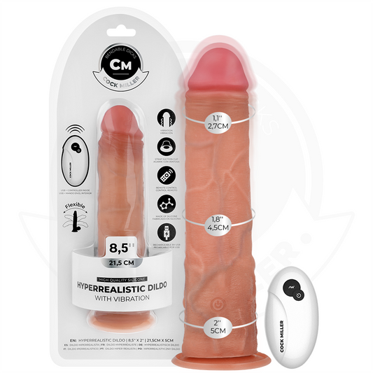 Realistisk dildo med sugkopp och fjärrkontroll, 21,5 cm
