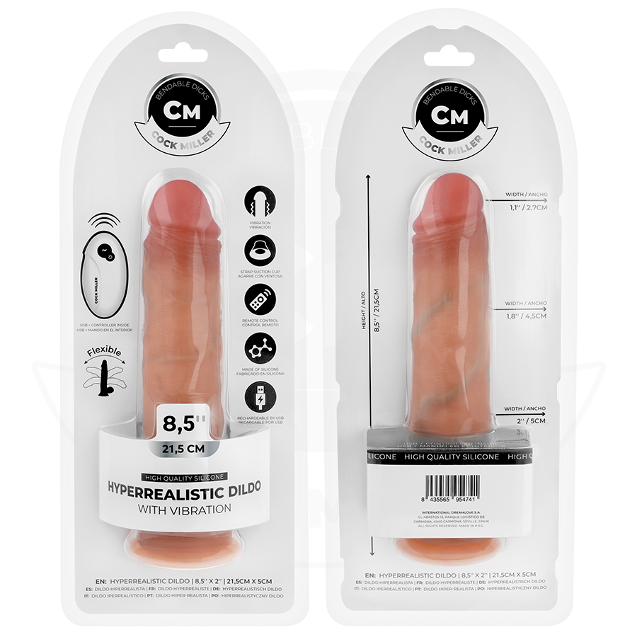 Realistisk dildo med sugkopp och fjärrkontroll, 21,5 cm